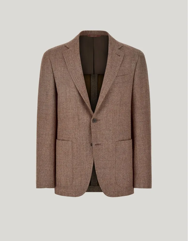 VESTE KEI MARRON COUPE MODERN-FIT EN PURE LAINE - Image 4