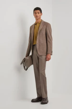 VESTE KEI MARRON COUPE MODERN-FIT EN PURE LAINE