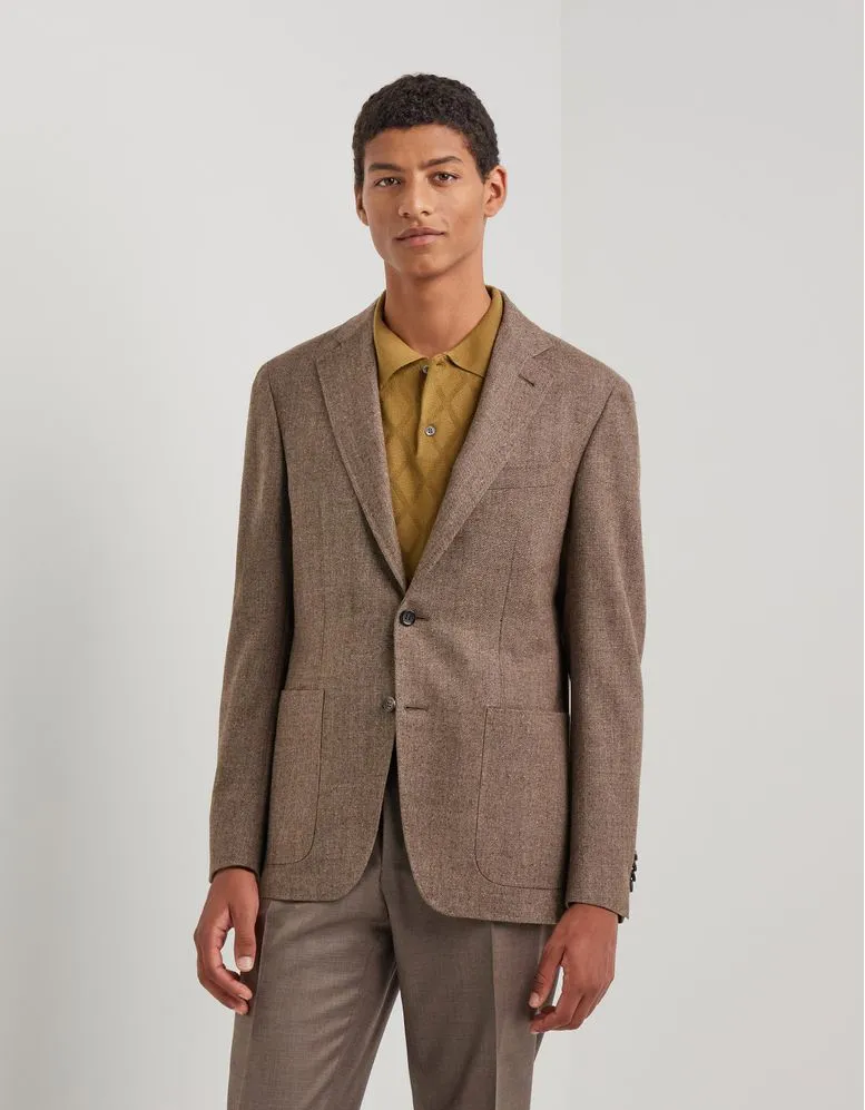 VESTE KEI MARRON COUPE MODERN-FIT EN PURE LAINE - Image 2