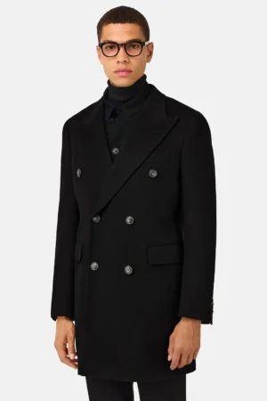DOUBLE-BREASTED COAT IN PURE CASHMERE