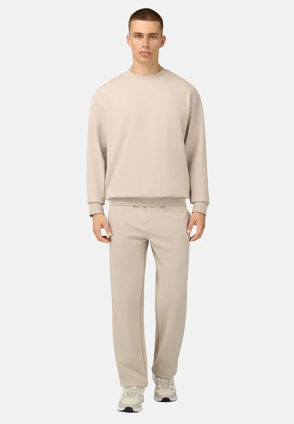 CREW NECK SWEATSHIRT IN COTTON BLEND INTERLOCK